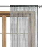 wometo Fadenvorhang Türvorhang Fäden 90x245 cm dunkelgrau...