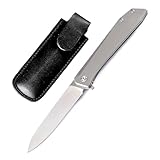 Klappmesser 6' Taschenmesser Robust aus Titan & Feinschliff, Stahl outdoor messer survival, Klein edc messer Jagdmesser D2 scharfes einhandmesser slim, Titanlegierung pocket folding neck knife Holster
