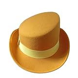 WYNYMKO Zylinder Hut High Top Fedoras Hut 9 Farben Hut Magic Hat Herren Zylinder(Deep Yellow)
