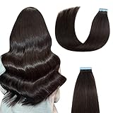 AGMITY Tape Extensions Echthaar, Natürliches Schwarz 20 Stück 40 g/Packung 35cm Remy Seidig Gerade Invisible Echthaar Extensions Tape in(35cm #1B Natürliches Schwarz)