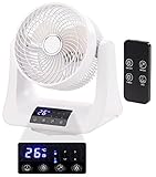 Sichler Haushaltsgeräte Ventilator Fernbedienung: Digitaler 3D-Robo-Raumventilator & Luftzirkulator, 45 Watt, Ø 21 cm (Raumlüfter, Ventilator 3D, Schreibtisch)