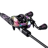 One Bass Angelrute und Rolle Combo, Baitcasting Combo mit SuperPolymer-Griff, Schwarz, 1,8 m, für Linkshänder