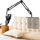 Hand Frei Tabletstablet Halterung für Bett und Sofa mit Verstellbar Langen Arm - Faltbar Metall Ständer für Kindle, Tablets, iPad und Handy, Verstecktes Design,Keine Schäden an Möbeln(Erweiterte 90cm)