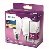 PHILIPS Lighting LED Classic E27 Filament Lampen (75 W), matte LED Lampen mit warmweißem Licht, energiesparende LED Beleuchtung mit langer Nutzlebensdauer, Warmweiß