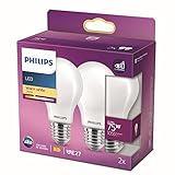 PHILIPS Lighting LED Classic E27 Filament Lampen (75 W), matte LED Lampen mit warmweißem Licht, energiesparende LED Beleuchtung mit langer Nutzlebensdauer