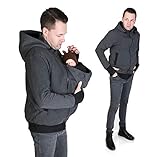 DXMFCC 2 in 1 Multifunktions Känguru Kapuzen Dad Herren Pullover Herren Fleece Sweatshirt Hoodie Jacke mit Babytrage Tasche Papa und Babytrage Mantel Herbst(grey,L)