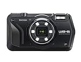 RICOH WG-6 Schwarz Wasserdichte Kamera Hochauflösende Bilder mit 20 MP 3-Zoll-LCD Wasserdicht bis 20 m Stoßfest bis Fallhöhe von 2,1 m Unterwassermodus Ring mit 6-LEDs für Makroaufnahmen