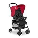 Hauck Buggy Sport, Ultra Leicht - nur 5,9 kg, Klein Zusammenklappbar, Reisebuggy mit Liegefunktion, Sonnenverdeck, Großer Korb, Schwarz Rot, 1 Stück (1er Pack)