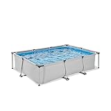 EXIT Toys Soft Grey Pool - 300x200x65cm - Rechteckiger, Kompakter Rahmenpool mit Kartuschenfilterpumpe - Leicht Zugänglich - Für Kleinkinder Geeignet - Starker Rahmen - Einzigartiges Design - Grau