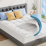 ABENE Matratzen Topper 200x200cm H3 Gel Memory Schaum Topper mit Waschbar Bambusfaser Bezug, 7cm Höhe Matratzentopper für Boxspringbett Komfortschaum Atmungsaktiv Druckverteilung（200cmx200cm, Weiß）