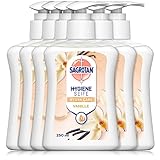 Sagrotan Handseife Vanille und Cashmere – Hygienische Flüssigseife – 6 x 250 ml Seifenspender