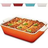 Praknu Auflaufform Groß aus Keramik - Extra Hoher Rand - Für Lasagne, Tiramisu & Auflauf - Orangerot