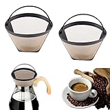 Jortmrd 2 Stück Kaffeefilter Größe 4 Dauerfilter Edelstahl Goldtonfilter Wiederverwendbar Kaffee Filter Kegelförmig mit Griff Dauerkaffeefilter 100 Mesh Korb Waschbar Permanentfilter für 8-12 Tassen