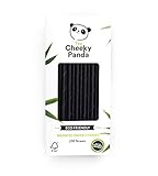 The Cheeky Panda Bambus Strohhalme Papier Schwarz | 250 x Cocktail Strohhalme | Stark und Langlebig