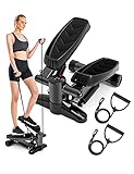 Stepper für zuhause 150kg, Mini Steppers Treppenstepper mit Multifunktions LCD Display Hometrainer Fitnesstraining Widerstandsbändern Aerobic Step Fitnessgeräte