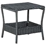 vidaXL Gartentisch Beistelltisch Couchtisch Balkontisch Terrassentisch Gartenmöbel Tisch Rattantisch Dunkelgrau 45x45x46,5cm Poly Rattan