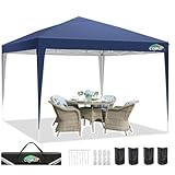 COBIZI Pavillon 3x3, Faltpavillon 3x3 Wasserdicht Stabil, Partyzelt 3x3 Gartenpavillon UV-Schutz 50+ Pavillion Klappbar 3x3m Pop up Pavillon mit 4 Sandsäcke für Camping,Strand (Dunkelblau)