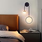 LED Innen Wandleuchte Moderne Rund Kreative Wandlampe 3000K/4000K/6000K Vintage Wandbeleuchtung Schwarz Kreatives Bettlampe Schlafzimmer Wohnzimmer Badezimmer Kinderzimmer (Warmes Licht,1 Stück)