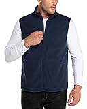 33,000ft Herren Fleece Weste Jacke Standkragen Ultraleicht Outdoor Ärmellose Fleecejacke Gilets Tops Fleeceweste Herren mit Taschen Reißverschluss (Marineblau,3XL)