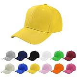 Aomig Basecap Unisex, Freizeit Baseball Cap Herren und Damen, Einstellbare Kappe mit Schirm, Sonnenschutz Baseballkappe für Outdoor Running Tennis Golf Reisen(Gelb)