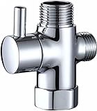 G1/2 Zoll 3-Wege-Umstellventil T-Adapter Konverter Messingventil Badezimmer Dusche Wasserhahn Wasserverteiler für Dusche Wasserhahn Kopf (Farbe: Silber, Größe: Einheitsgröße)
