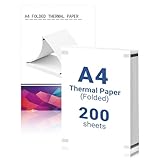 200 Blatt Faltbares Thermopapier A4 - Schnelltrocknendes Thermopapier, 210×297 mm, 70g/m² Vollholz-Zellstoffpapier, BPA-frei, Kompatibel mit den Meisten A4 Thermodruckern, Abrisslinie, für Endlosdruck