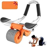 Neue Bauchroller Ab Roller Bauchtrainer mit Ellbogenunterstützung, Ab Wheel mit Automatische Rebound, Bauchmuskeltrainer mit Kniematte für Männer und Frauen, Bauchmuskeltraining Doppelrädern Stabiler