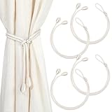 Tyqour 2 Stück Vorhang Raffhalter Verstellbar Boho Raffhalter für Vorhänge Weiß Gardinenhalter Vorhang Halter Gardinenband Vorhanghalter Gardinen Halterung für Zuhause, Büro, Fenster Dekorativ
