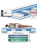 AM Qualitätsmatratzen Deluxe Taschenfederkernmatratze 90x200cm H3 24cm - Made in Germany & Oeko TEX Siegel - Federkernmatratze 90x200 mit 1000 Federn & Lyocell Bezug - 7 Zonen Matratze 90x200 H3