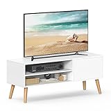 VASAGLE TV-Schrank, Lowboard, Fernsehschrank für Fernseher bis zu 55 Zoll, 120 cm lang, Fernsehtisch, für Wohnzimmer, Industrie-Design, weiß LTV120T46