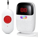 Pakinui Notrufknopf für Senioren, Notruf Armband mit Digitalanzeige, Kabellos Hausnotruf Senioren USB-Aufladung, Tragbares Notfall Knopf Alarm Seniorenmit 38 Klingeltöne (1 Sender 1 Empfänger)