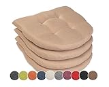 sunnypillow 4er Set Stuhlkissen 40x40 cm Polsterauflage 5cm dick Auflage für Stühle/Bänke in Haus und Garten Sitzkissen Sitzauflage Stuhlauflage Gartenkissen Esszimmerstuhl oder Küche | Beige