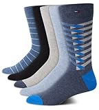Tommy Hilfiger Herren-Socken – 5er-Pack, leicht, gemustert, bequeme Crew-Socken für Herren, lange Arbeitssocken (Größe 40-47), Dunkles Denim, 39-46 EU