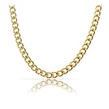 Hochwertige Goldkette aus Edelstahl • Robuste Goldene Halskette • Massive Königskette 60 cm | 4 mm • Cuban Link Chain Glieder-Kette Panzerkette • Handgemachter Herren-Schmuck (Gold 4mm)