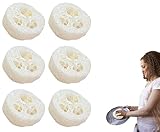 Natur Luffa Schwamm Seifenkissen, Seifenhalter, 6 Stück Seifenschoner, Seifenschale Zubehör für Dusche Bad Küche Arbeitsplatte, Luffaschwamm als Seifenschoner, aus 100% Luffa, Weiß
