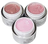 UV / LED Gelee Gel, Jelly Gel, Aufbaugel, Camouflage, sehr gut für Anfänger, cremig, extrem leichtes Auftragen, kein Verlaufen (3er Set, baby rosa, cover light rosé, cover beige)