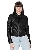 VERO MODA Damen Kunstlederjacke VMFavodona Übergangsjacke im Biker-Stil 10288555 Black XL