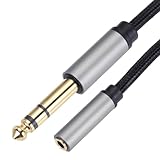 QUARKZMAN 1/4' zu 3,5mm Kabel, 6,35mm Stecker auf 1/8' Buchse Audio Adapter für Kopfhörer, Gitarre, Mixer, Lautsprecher, 1,5 Meter, 2er Pack