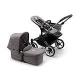 Bugaboo Donkey 5 Mono Kinderwagen, umbaubar zum Doppel- oder Zwillingskinderwagen, verbessertes Design, wendbarer Sitz, Ein-Hand-Lenkung und extra viel Stauraum, Graphit/Grey Melange