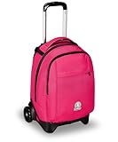 Invicta Schultrolley New Tech Solid, Rosa, 3 in 1, Rucksack mit abnehmbarem Wagen, Multi-Taschen, Maxi Capienrte, Schule, Reisen und Freizeit, Jungen, Rosa, Taglia unica, schulisch