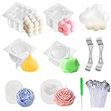 7Pcs Kerzen Gießform, CZMAO 3D DIY Kerzenform Silikon Kerzen Selber Machen Set Kerzenformen zum Gießen Kerzen Formen Silikon Form Bubble Kerze Kerzen Kerzenform Kit Kerzengießformen