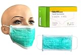 Tiga-Med Einmal OP Mundschutz Mundschutzmaske Mundschutzmasken OP Maske Masken Gesichtsmaske 99,5% Filtereff. grün Original Qualität mit Gümmibändern, 3-lagig 50 Stück