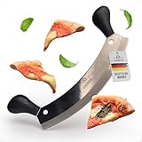 Cookico Pizzaschneider 30cm groß mit ergonomischen Handgriffen & Klingenschutz – Profi Wiegemesser für Pizza, Kräuter & Co - Premium Pizzamesser Pizza Cutter mit scharfer Edelstahlklinge