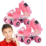 GUYOS Rollschuhe für Anfänger, Rollschuhe für Mädchen, Trainer-Skates für Anfänger, zweireihige Rollschuhe für Anfänger, verstellbare Quad-Rollschuhe für Anfängersportarten, Quad-Rollschuhe für Kinder