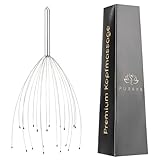 PURAVA ® [Das Original] Kopfmassagegerät mit verbessertem Konzept - Kopfkrauler mit 20 Fingern - Premium Kopfmassage Spinne geeigneter Kopf Kratzer