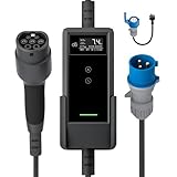 dé Mobile Wallbox 7,4kW [6m, 6-32A, 1-phasig] Ladekabel Type 2 CEE 7kW mit Einstellbarer Ladeleistung, EV Charger 32A auf Typ 2 für Model Y/3, ID.3/4/5, EX30, Enyaq, e-tron und Anderen BEV/PHEV