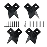 Eawfgtuw 28 mm dicke Zaunpfostenstützen für 4 stimmbare Deckgeländer, Wegweiser als Pfostenanker, Bodenschrauben, robuste Eisenhalterungen, ausgestattet mit Holzpfosten, Pergola Well a
