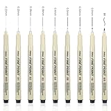 Giantree Micron Fineliner Stifte, 9 Stück Tuschestifte Fineliner, Filzstiften für Künstler 9 Verschiedene Linienbreiten Wasserfest Fine Liner Kaligraphiestift zum Illustrationen Skizzieren Zeichnen