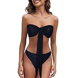 Gyaimxfu Bankini Damen Tan Through Bauchweg Bademode Set Sport Schlankheits Badeanzug durchscheinend Bikini Sonnendurchlässige Riemchen Sonnendurchlässige Sommer Must Haves Swimsuit