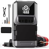 2500A Auto Starthilfe Powerbank mit Kompressor, 12V Auto Batterie Booster 10000mAh Car Battery Jump Starter Starthilfekabel für Motorrad Fahrzeuge Rasenmäher SUV ATV (8.5L Benzin und 6.5L Diesel)